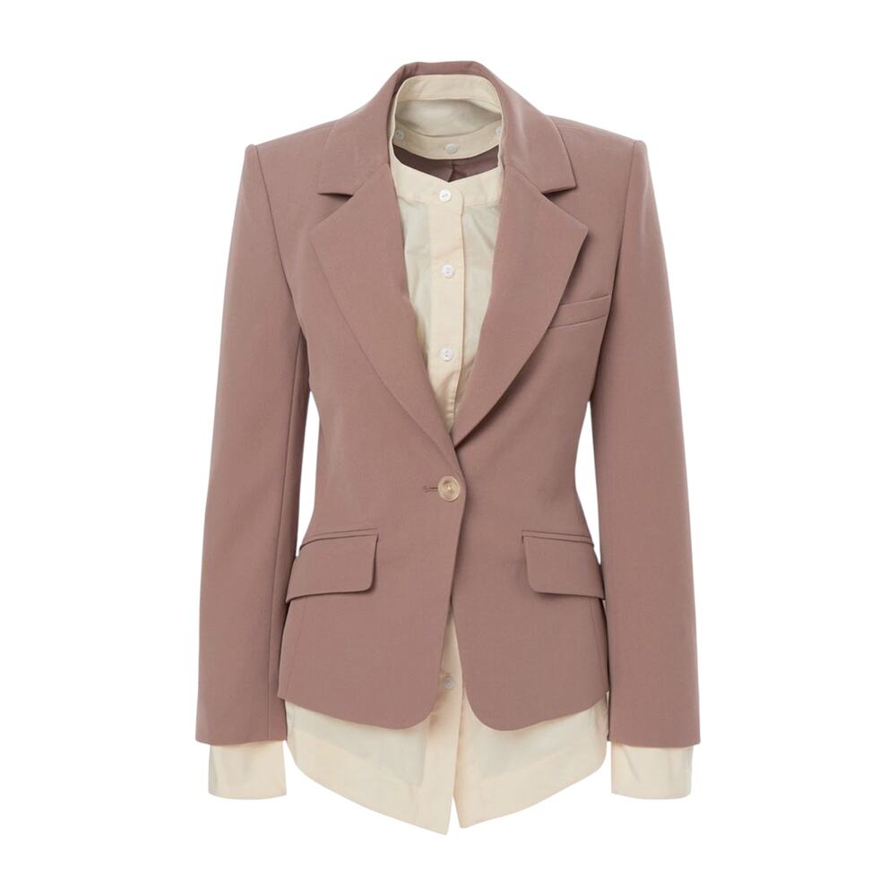 JONATHAN SIMKHAI Jubilee Transitional Blazer in Teak & Parchment 6|M